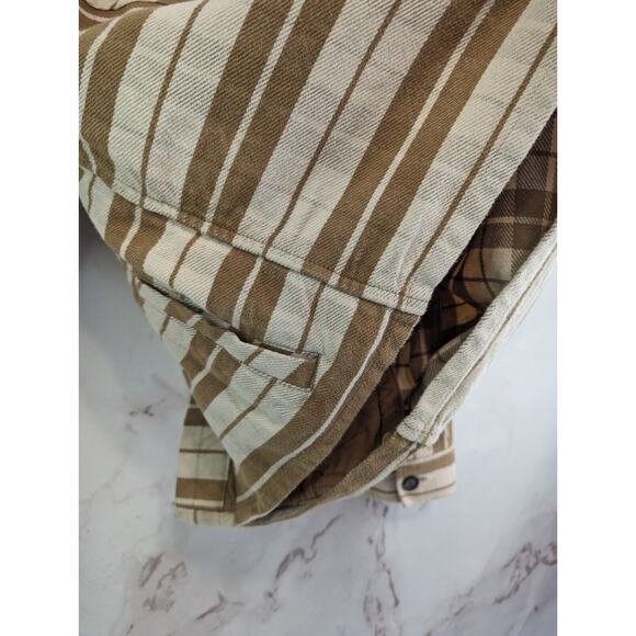 Everlane Jacket Women Large Brown The Oversized Striped Shirt Shacket Flannel - Picture 8 of 11